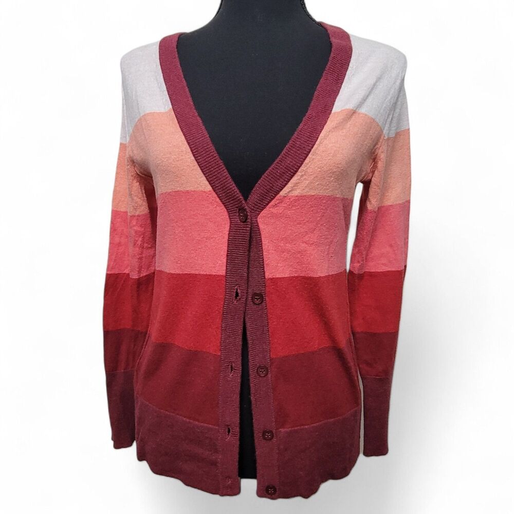 Eddie Bauer Color Block Cardigan Women's Sweater PS Cottagecore Coastal Grandma